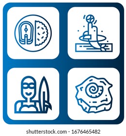 ocean simple icons set. Contains such icons as Fish, Dolphin, Surfer, Shell, can be used for web, mobile and logo