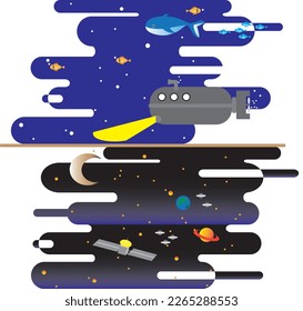 ocean space art wallpaper design colorful icon logo template. Vector EPS 10