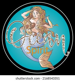 Ocean Spirit and Mermaid Sign Vector Illustration