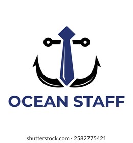 ocean staff flat minimalist logo design