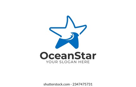 Ocean star blue wave logo vector design