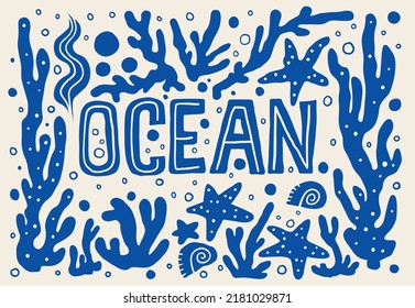 Ocean and Starfish Hand Drawn Illustration Design