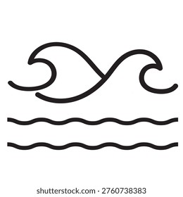 Ocean storm round wave icon, single icon , black and blue wave icon, white background ,EPS10
