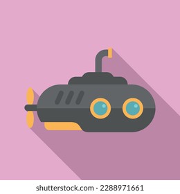 Ocean submarine icon flat vector. Underwater ship. Deep vehicle