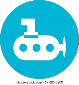 Ocean submarine, icon illustration, vector on white background