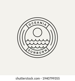 ocean summer minimalist line art logo badge template vector illustration design. simple modern resort, travel, holiday emblem logo icon concept