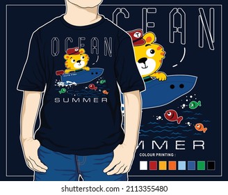 ocean summer, vector animal cartoon illustration design graphic for print