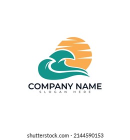 Ocean Sun logo design vector illustration