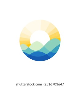 ocean and sun logo simple concept