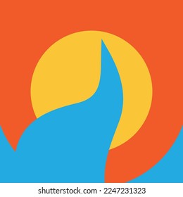 ocean sun wave background vector illustration template design