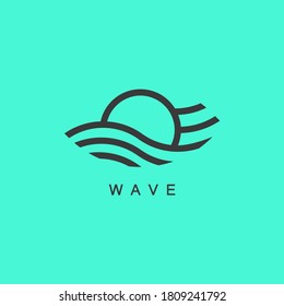 Ocean Sun Wave Logo Design Template
