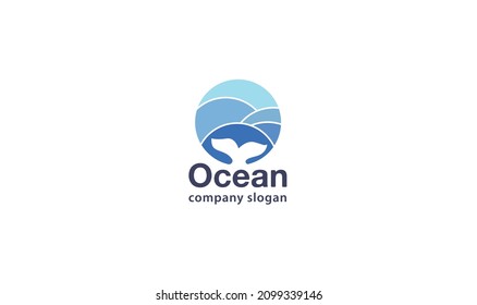 Ocean Sun Wave Logo Design Template