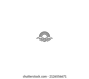 Ocean Sun Wave Logo Design Vector Template