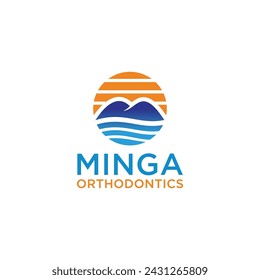Ocean Sun Wave Logo Design Template	
