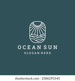 Ocean Sun Wave Logo Icon Vector Design. Creative simple logos designs illustration