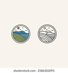 Ocean Sun Wave Logo Icon Vector Design. Creative simple logos designs illustration