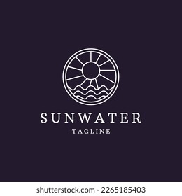 Ocean sun waves in a circle. Minimalist and simple vector design