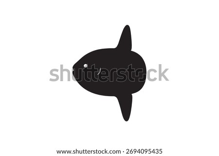 Ocean Sunfish Black Silhouette Design Mola Mola Fish Vector Graphic Illustration