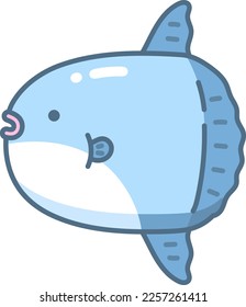 Ocean sunfish isolated vector illustration.