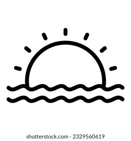 Ocean sunrise icon outline vector. Walk travel. Eco nature