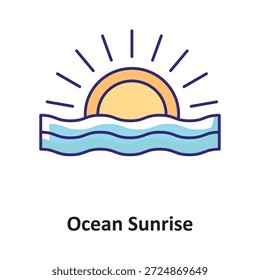 Icono del Vector del amanecer del océano que puede modificar o editar fácilmente

