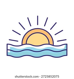 Icono del Vector del amanecer del océano que puede modificar o editar fácilmente

