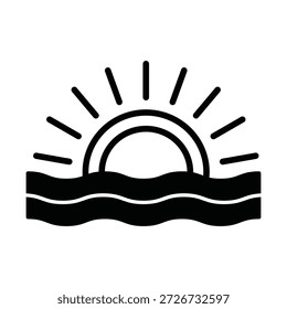 Icono del Vector del amanecer del océano que puede modificar o editar fácilmente

