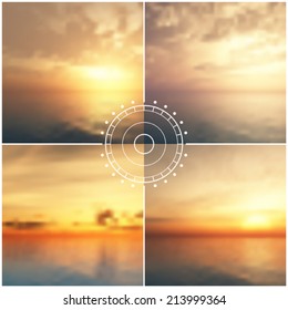 Ocean sunset blurred vector backgrounds.