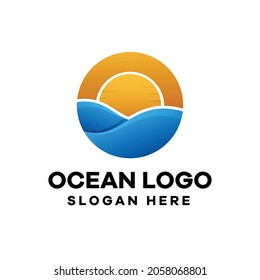 Ocean Sunset Gradient Logo Design