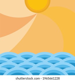 Ocean and sunset illustration design.