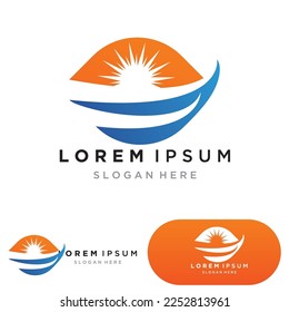 Ocean Sunset Logo Design Inspiration. isolated on white background 