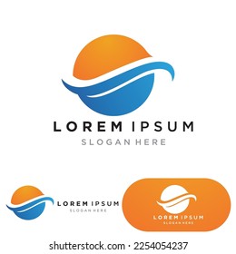 Ocean Sunset Logo Design Inspiration. isolated on white background 