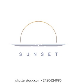 Ocean Sunset Logo Design Inspiration. isolated on white background 