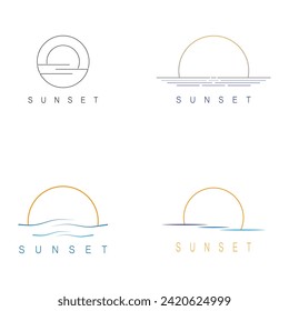 Ocean Sunset Logo Design Inspiration. isolated on white background 