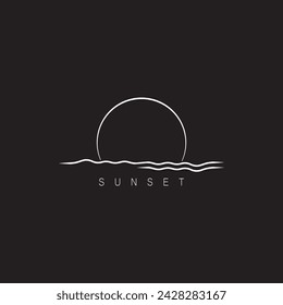 Ocean Sunset Logo Design Inspiration. isolated on white background 