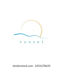 Ocean Sunset Logo Design Inspiration. isoliert auf weißem Hintergrund 