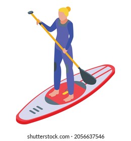 Ocean sup surfer icon. Isometric of ocean sup surfer vector icon for web design isolated on white background