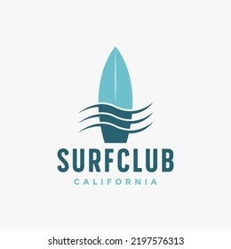 Diseño de ilustraciones vectoriales del logotipo del surf oceánico, diseño de iconos abstractos y del logotipo del tablero de surf