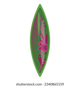 Ocean surfboard icon cartoon vector. Wood board. Classic green
