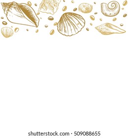 Ocean theme banner background,  Sea Shells Banner Design.place for text