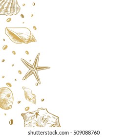 Ocean theme banner background,  Sea Shells Banner Design.place for text