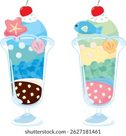 Ocean Theme Ice Cream Parfait