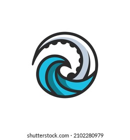 ocean theme logo with octopus or kraken tentacles and ocean waves