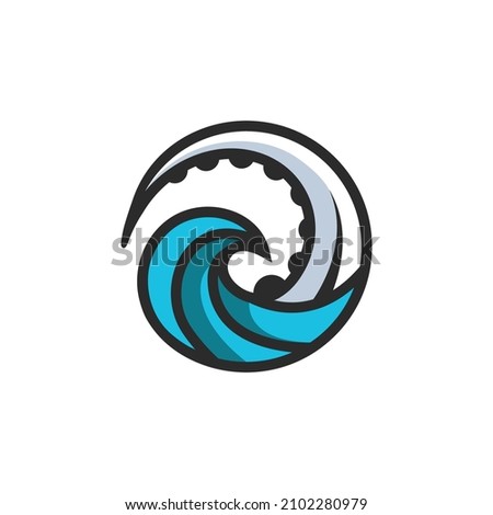 ocean theme logo with octopus or kraken tentacles and ocean waves