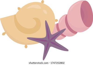 Ocean things , illustration, vector on white background