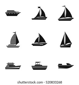 Ocean transport icons set. Simple illustration of 9 ocean transport vector icons for web