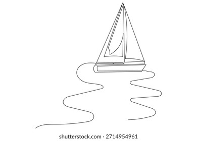 Estilo simples de desenho de contorno contínuo de veleiro de transporte marítimo