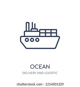 Ocean transportation icon. Ocean transportation linear symbol design from Delivery and logistic collection.