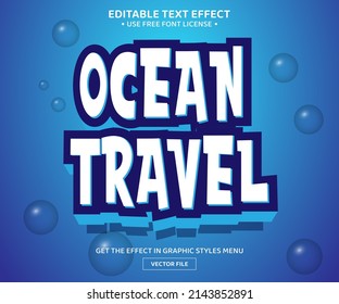 Ocean Travel 3D Editable Text Effect Template