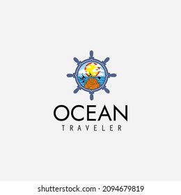ocean traveler illustration logo design